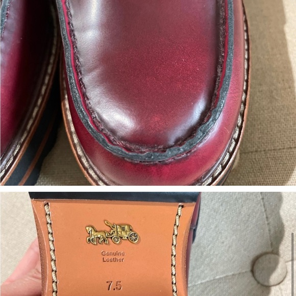 Coach Lenox Loafers tea rose size 7.5 b burgundy color - Picture 6 of 10